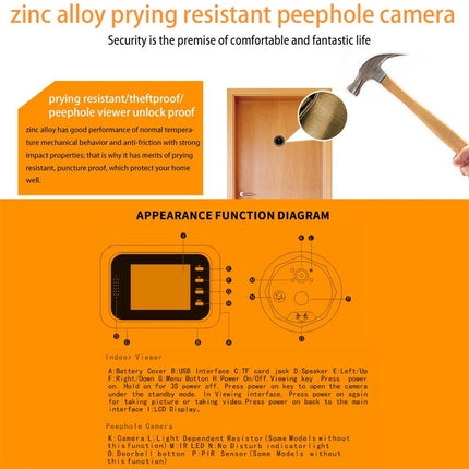 2.4 Colour Screen Security Camera With Night Vision & Motion Detection - Supports 32Gb Tf Card