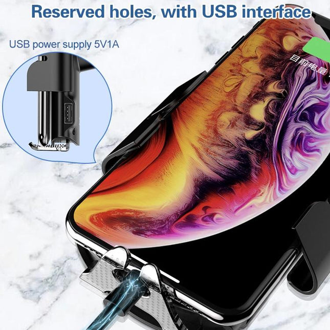 Wireless 10W Fast Charge Car Phone Holder With Voice Broadcast - Automatic