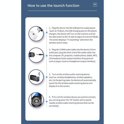 Lcd Bluetooth 5.0 Adapter Receiver / Transmitter - Black