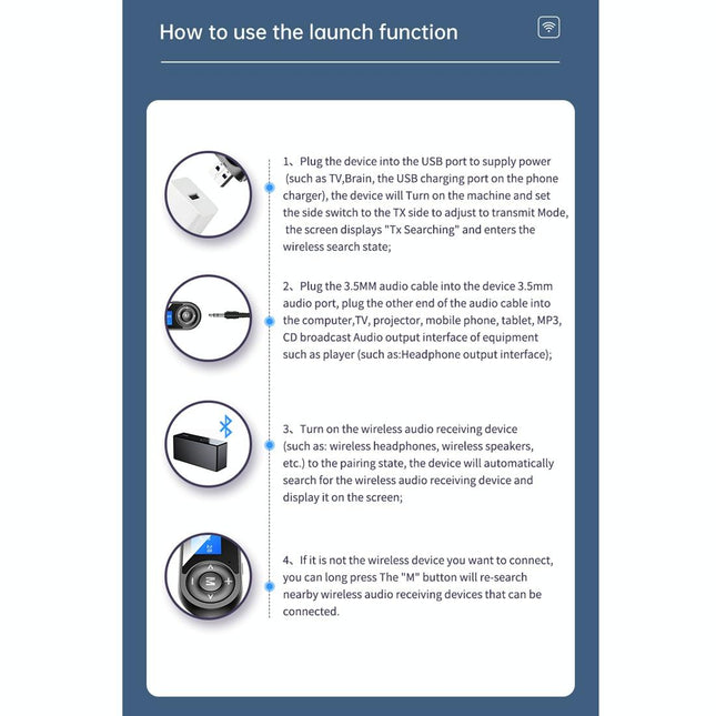 Lcd Bluetooth 5.0 Adapter Receiver / Transmitter - Black