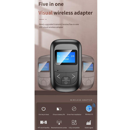 2-In-1 Bluetooth Adapter With Lcd Display - Black