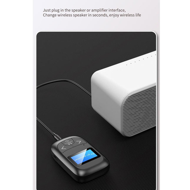 2-In-1 Bluetooth Adapter With Lcd Display - Black