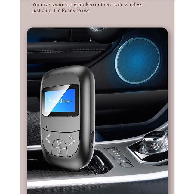 2-In-1 Bluetooth Adapter With Lcd Display - Black