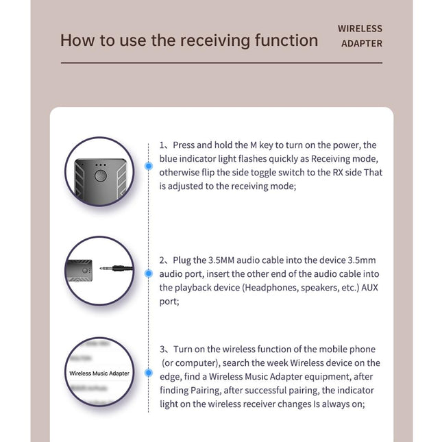 2-In-1 Bluetooth Audio Adapter T-19 Receiver / Transmitter
