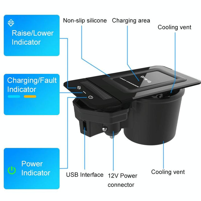 15W / 10W Qi Wireless Charger For Audi A6L 2019-2022