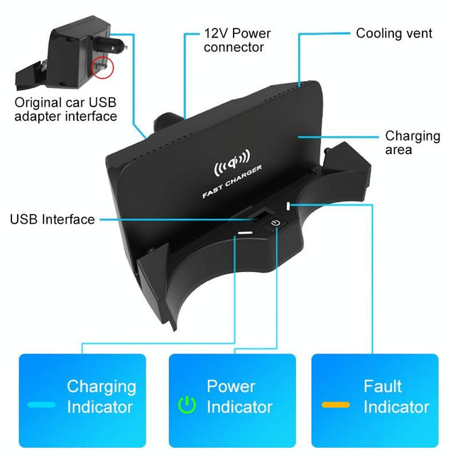 Wireless Car Charger For Bmw X1 2020-2022 - 10W Qi Quick Charge