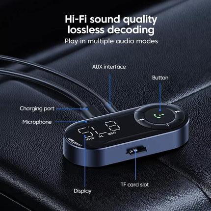 Wireless Car Bluetooth 5.2 Audio Receiver With Hands-Free Calling