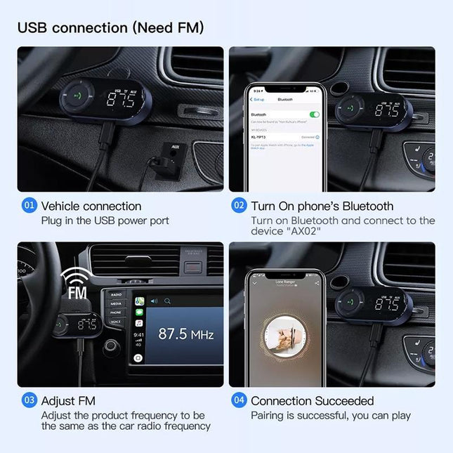 Wireless Car Bluetooth 5.2 Audio Receiver With Hands-Free Calling