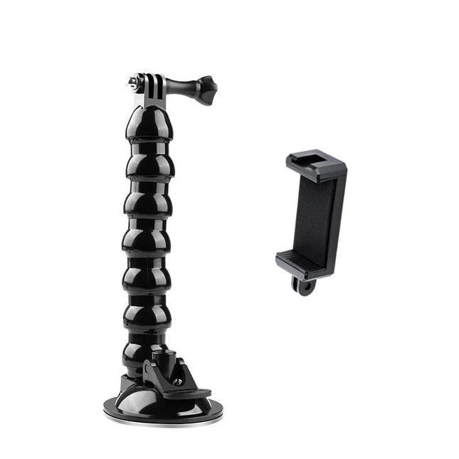 Flexible Suction Cup Mount With Cold Shoe And Phone Clamp