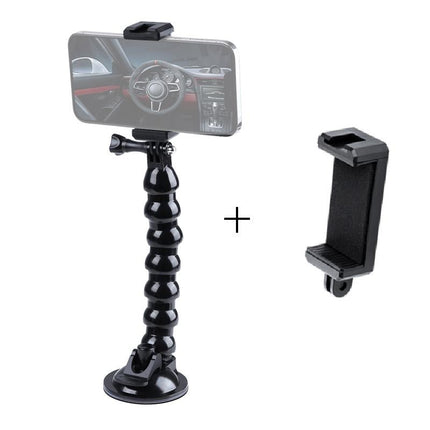Flexible Suction Cup Mount With Cold Shoe And Phone Clamp