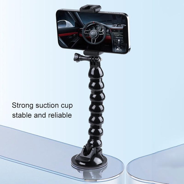 Flexible Suction Cup Mount With Cold Shoe And Phone Clamp