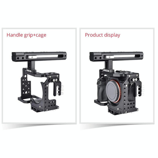 Handle Video Camera Cage Stabilizer For Sony A7K / A72 / A73 / A7S2 / A7R3 / A7R2 / A7X Black