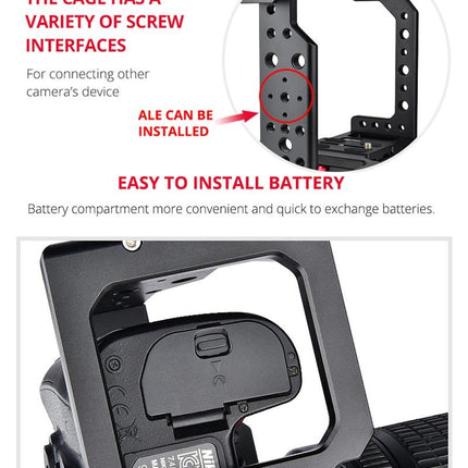 Video Camera Cage Stabilizer - Black Handle