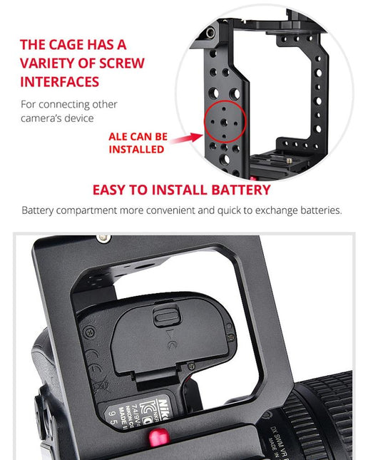 Video Camera Cage Stabilizer - Black Handle