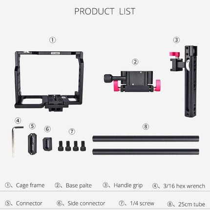 Video Camera Cage Stabilizer - Black Handle