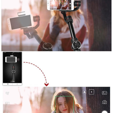 3-Axis Gimbal Stabilizer With Tripod Mount & Fill Light For Smartphones - Black