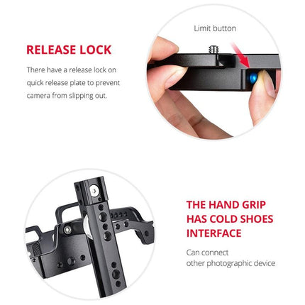 Video Camera Cage Stabilizer For Dji Bmpcc 4K - Black Handle