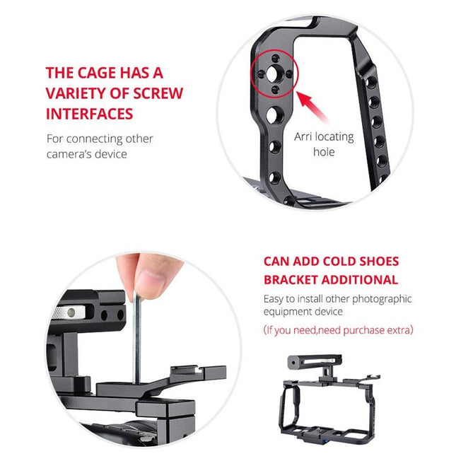 Video Camera Cage Stabilizer For Dji Bmpcc 4K - Black Handle