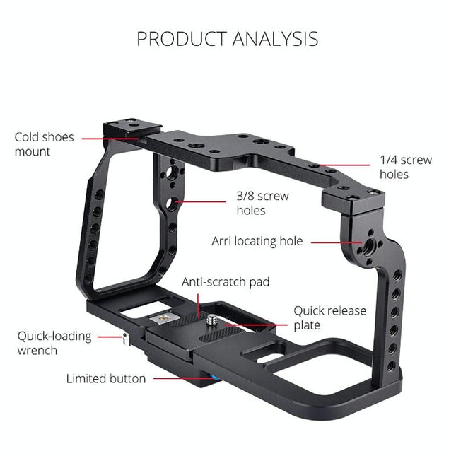 Video Camera Cage Stabilizer For Dji Bmpcc 4K - Black C9