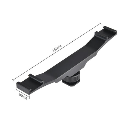 Aluminum Dual Hot / Cold Shoe Mount Adapter Bracket - Black
