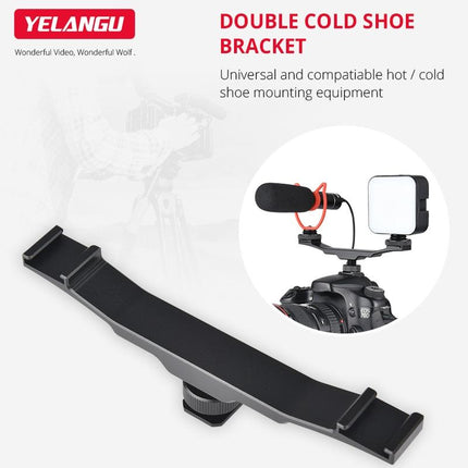 Aluminum Dual Hot / Cold Shoe Mount Adapter Bracket - Black
