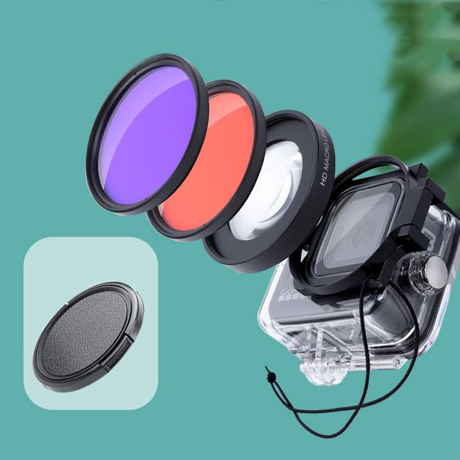 Hero8 Diving Lens Filter Kit With Macro Lens And Waterproof Housing