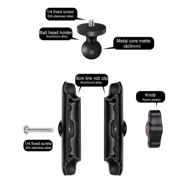 Motorcycle Handlebar Mount For Gopro With Tripod Adapter - 9Cm Rod And Screw