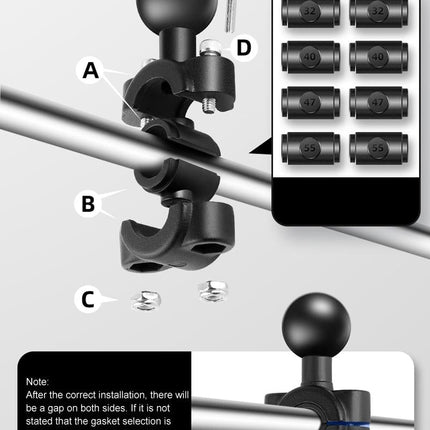 Universal 25Mm Motorcycle Rearview Mirror Mount For Gopro Hero12 With Ball Head