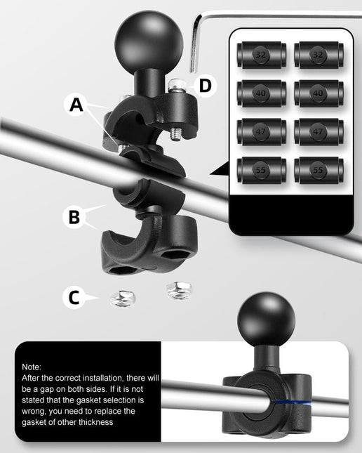 Universal 25Mm Motorcycle Rearview Mirror Mount For Gopro Hero12 With Ball Head