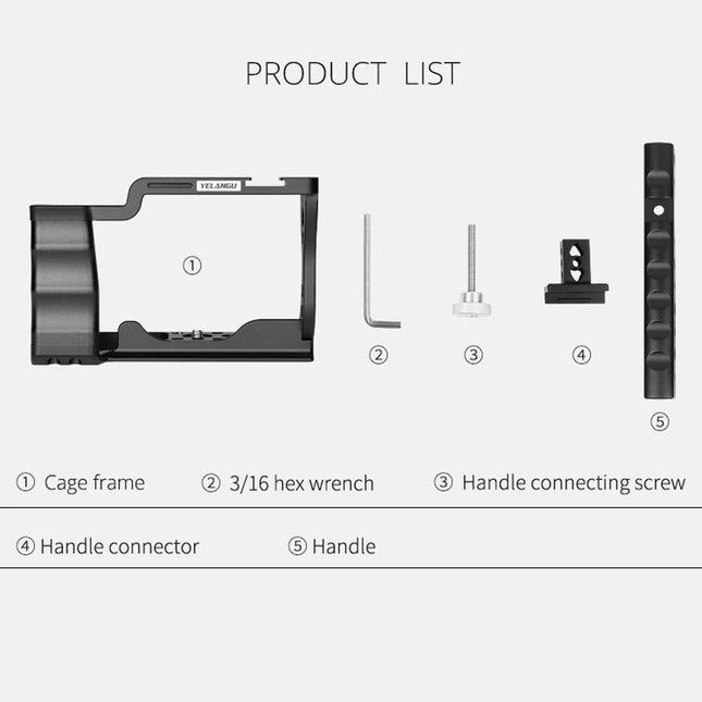 Video Camera Cage Stabilizer With Handle For Canon Eos M50 - Black