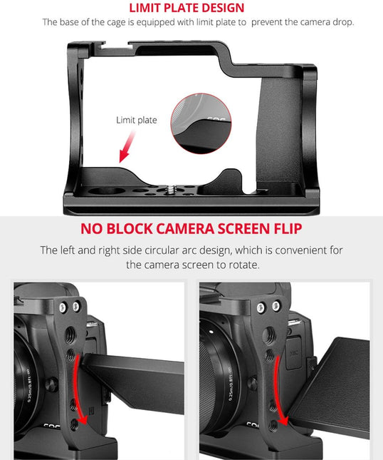 Video Camera Cage Stabilizer For Canon Eos M50 - Black