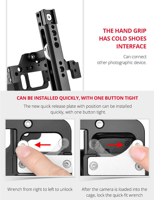 Video Camera Cage Stabilizer With Handle And Rail Rod For Nikon Z6 / Z7