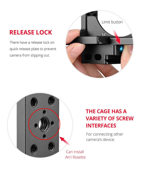 Video Camera Cage Stabilizer With Handle And Rail Rod For Nikon Z6 / Z7