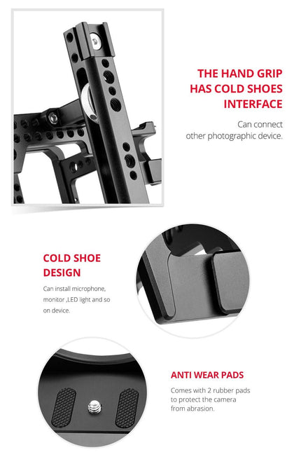 Panasonic Lumix Dc-S1H / Dc-S1 / Dc-S1R Camera Cage Stabilizer With Handle - Black