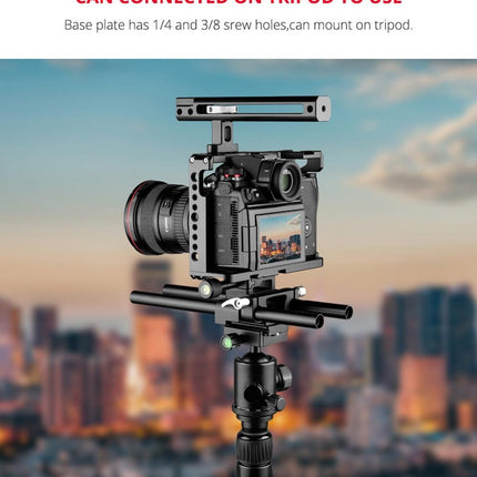 Panasonic Lumix Dc-S1H / Dc-S1 / Dc-S1R Camera Cage Stabilizer With Handle & Rail Rod Mount - Black