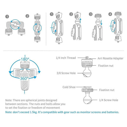 Adjustable Magic Arm Mount For Slr Camera - Grey