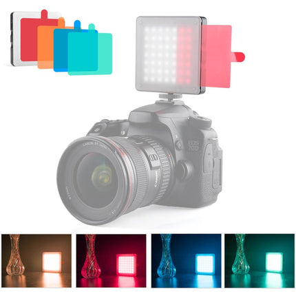 Portable 49-Led Phone Photography Fill Light With 6 Filters - Black