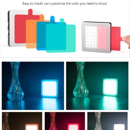 Portable 49-Led Phone Photography Fill Light With 6 Filters - Black
