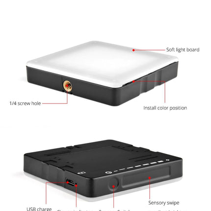 Portable 49-Led Phone Photography Fill Light With 6 Filters - Black