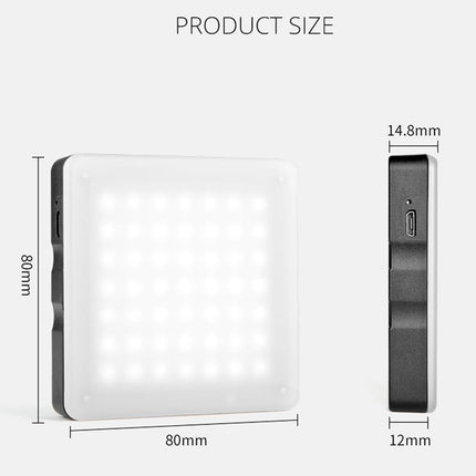 Portable 49-Led Phone Photography Fill Light With 6 Filters - Black