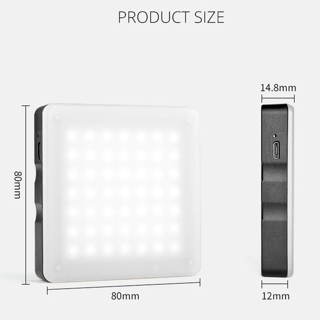 Portable 49-Led Phone Photography Fill Light With 6 Filters - Black