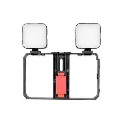 Vlogging Live Broadcast Smartphone Video Rig With Led Selfie Light And Stabilizer Handle