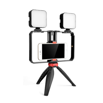 Vlogging Live Broadcast Led Selfie Light Video Rig With Smartphone Handle And Tripod