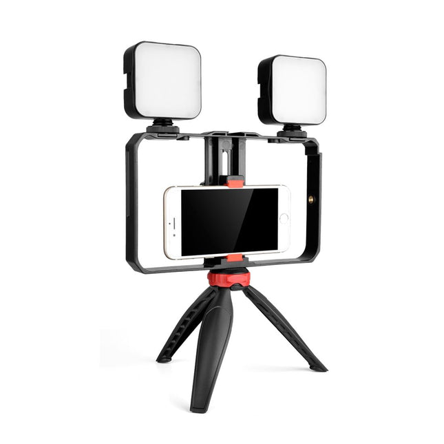 Vlogging Live Broadcast Led Selfie Light Video Rig With Smartphone Handle And Tripod