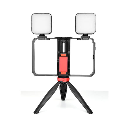 Vlogging Live Broadcast Led Selfie Light Video Rig With Smartphone Handle And Tripod