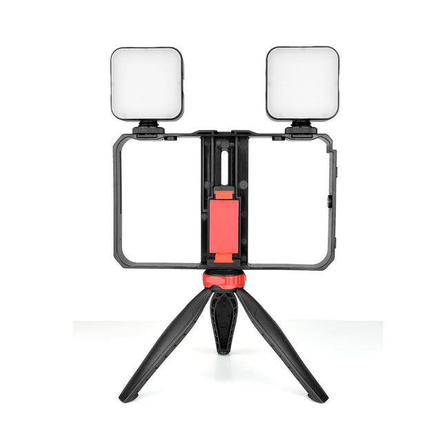 Vlogging Live Broadcast Led Selfie Light Video Rig With Smartphone Handle And Tripod