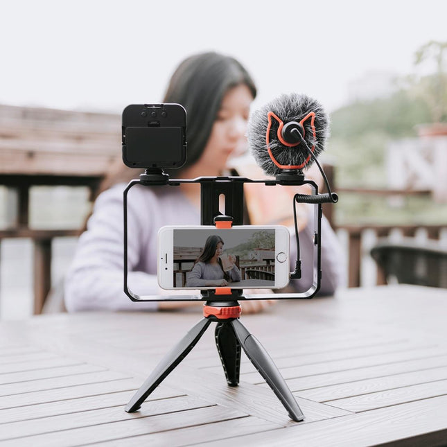 Vlogging Video Rig With Led Light Mic & Tripod
