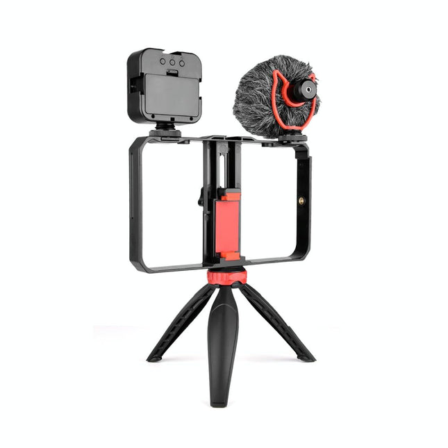 Vlogging Video Rig With Led Light Mic & Tripod