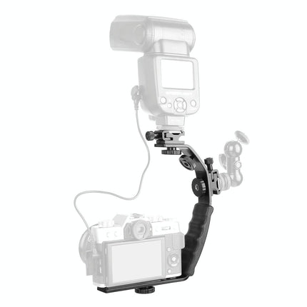 Aluminum L-Shaped Flash Bracket Camera Holder - Black
