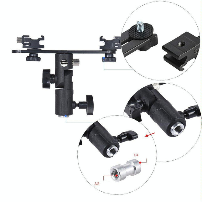 Dual Hot Shoe Flash Bracket - Compact And Versatile